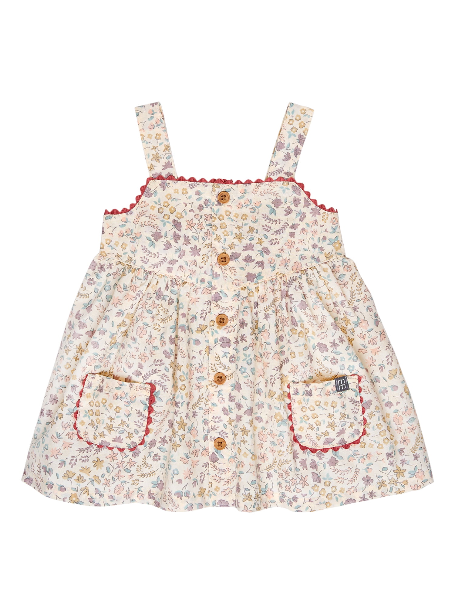 Modern Moments by Gerber Baby Girl Soft Dress with Ric-Rac Detail and Diaper Cover, 2-Piece, Sizes 0/3 Months - 24 Months