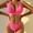 07Hot Pink, variant on Hicidod Womens Swimsuits V Neck Tummy Control Bathing Suits Modest High Waisted Bikini Sets Fashion Solid Halter 2 Piece Swim Suit