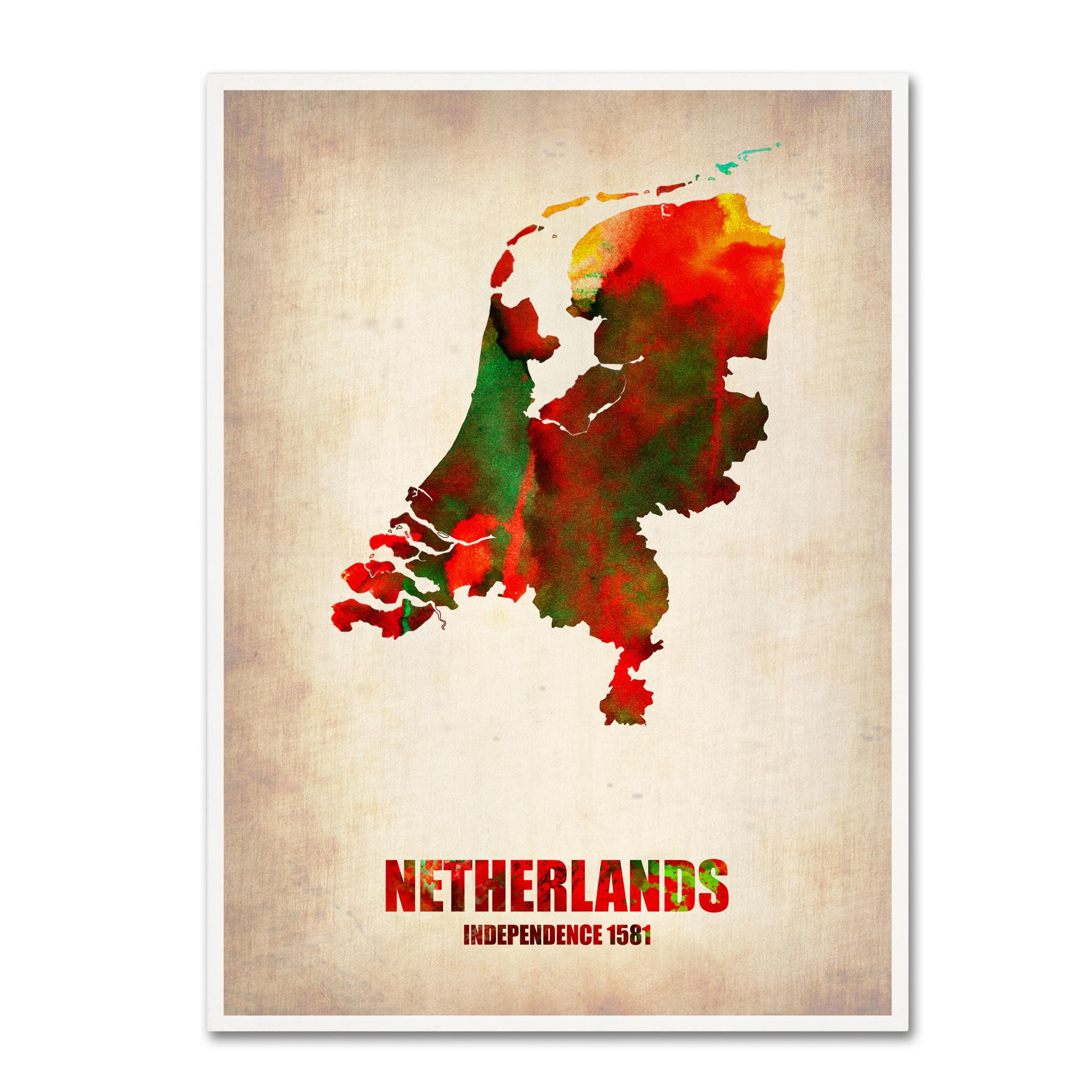 Trademark Fine Art "Netherlands Watercolor Map" Canvas Art by Naxart