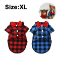 thumbnail image 2 of Paquete de 2 camisas a cuadros para cachorros: linda ropa para perros y pajarita, conjunto combinado para perros y gatos, fiesta de cumpleaños, 2 of 5