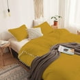 thumbnail image 2 of DNG Creations 1 Piece White Pom Pom Duvet Cover with Zipper Closure, 100% Egyptian Cotton, 800 Thread Cotton ( Full/Queen - Solid Gold ), 2 of 4