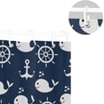 thumbnail image 5 of Retro Cartoon Whale Anchor Shower Curtain Waterproof Washable Bathroom Shower Curtain Polyester Cloth Fabric Bathroom Decor Set with 12 Hooks, 60x72 inches, 5 of 6