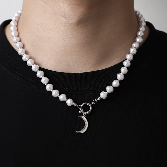 Dvkptbk Collier Serrure à Perles Collier en Acier Titane, Collier Tendance en Acier Inoxydable Atmosphérique Bijoux