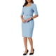 thumbnail image 4 of Vestidos de tubo para mujer INSPIRE CHIC con cinturón, vestido vintage de escote corazón, lápiz, L azul, 4 of 4