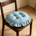 thumbnail image 6 of JWZZYD Boho Cotton Round Chair Cushions, 15.75" Soft Thick Non Slip Seat Pad, Farmhouse Rustic Ruffled Chair Pads for Dining Kitchen Bedroom Window Indoor Home Decor, Light Blue, 1 Pack, 6 of 6