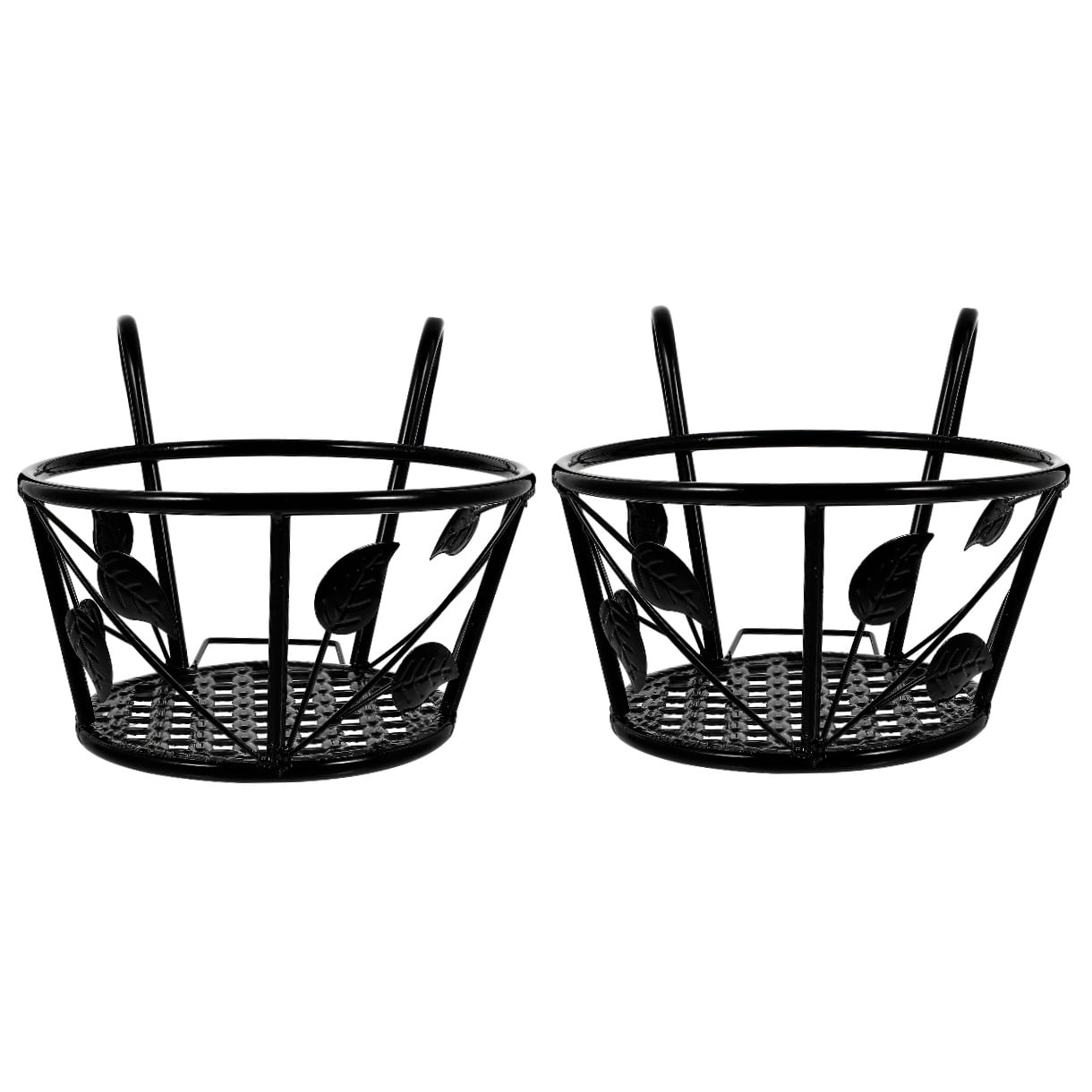 2 Pcs Adjustable Small Leaf Flower Basket Stable Fence Baby 22x17cm Black