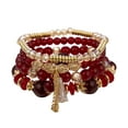 thumbnail image 2 of 4Pcs Bohemia Multilayer Stackable Beaded Bracelets Set Colorful Crystal Stone Beaded Stretch Bracelets Hawaii Charm Bracelet for Women Men Summer Beach Boho Vacation Jewelry Gifts,Red, 2 of 6