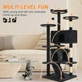 thumbnail image 5 of Tabby Indoor Upholstered Faux-Fur Wood Dark Gray Cat Condo Tree Tower for Pet Room, 5 of 29