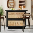 thumbnail image 7 of Tribesigns Rattan Home Bar Unit, Farmhouse 4-Tier Bar Table with 4 Stemware Racks and Heightened Base, 7 of 7