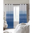 thumbnail image 3 of Blue White Ombre Blackout Curtains, Light Blocking Print Window Curtains, Modern Abstract Striped Lines Art Thermal Insulated Window Drapes for Living Room Kitchen Cafe 2 Panels, 55"W x 39"L, 3 of 9