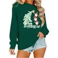 thumbnail image 4 of GUZOM Womens Green Christmas Long Sleeve Top - 100% Polyester Loose Fit, Gnome & Christmas Tree Print, Boat Neck, XS-XL Festive Holiday Casual Wear,Size L, 4 of 8