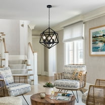 GMizon 20-inch Retro European Diamond Wrought Iron Chandelier, 3-Head Corridor Chandelier, Dining Room Porch Lighting Fixture (Black)