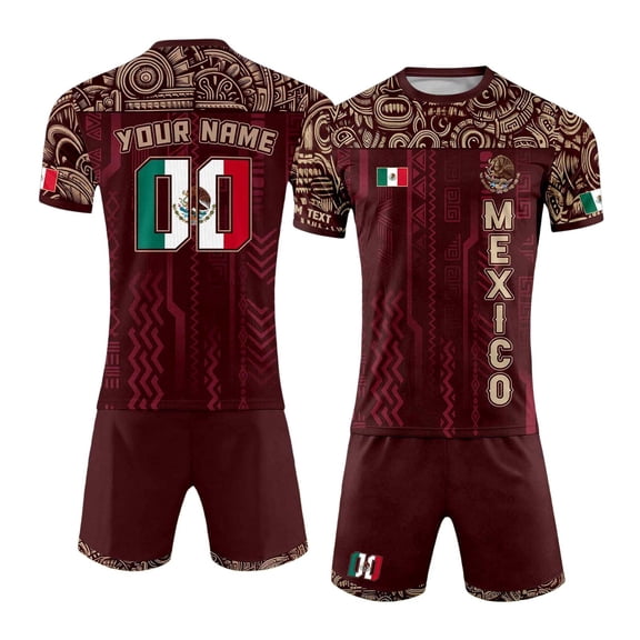 Oiyii Toddler Boys Customizable Mexico Team Short Sleeve T-Shirt Shorts Set, Sizes 2-3