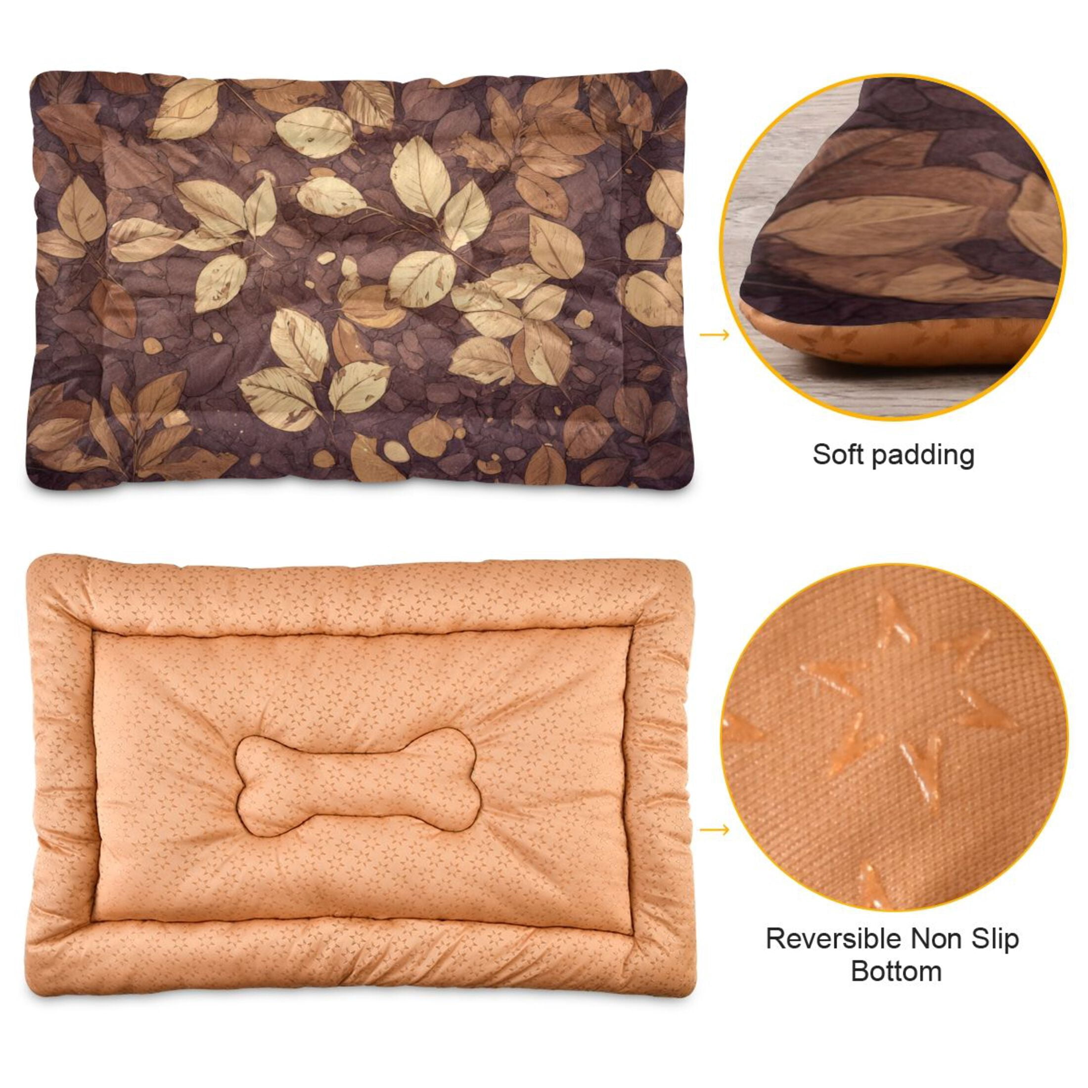 Cozy Mat Pet Bed Indoor Outdoor Warm Soft For Cat Dog Puppy(S/M) Leaves on The Ground