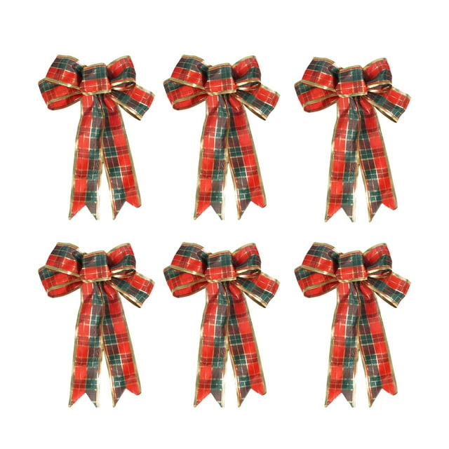 6 Pack Christmas Tree Topper Bow Handmade Bows for Rustic Farmhouse