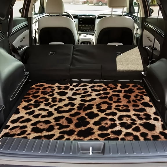 Leopard Print Universal Car Trunk Mat All Weather Protection Cargo Liner Durable Vehicle Interior Accessories Suitable for Most Car Models