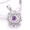 thumbnail image 2 of Purple Amethyst, Cubic Zirconia 925 Silver Platinum Plated Pendant 1.00" P78617, Amethyst Pendant, Gift For Her, Round Pendant, Purple Pendant, 2 of 2