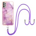 thumbnail image 2 of Allytech Galaxy A32 5G Case [Not for A32 4G Phone], Luxury Marble Pattern TPU Rubber Slim Fit Anti-scratch Shock-absorbing Back Cover with Shoulder Strap Case for Samsung Galaxy A32 5G, Lightpurple, 2 of 4