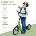 thumbnail image 5 of Aosom Teens Youth Kick Scooter Adjustable Handlebar Ride On Toy For 5+ w/ Front and Rear Dual Brakes Inflatable Wheels, Green, 5 of 9