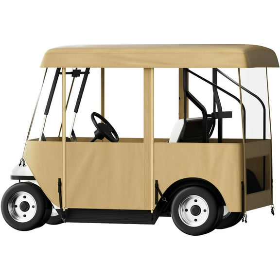 SONGMY Golf Cart Enclosure, 4-Person Golf Cart Cover, 4-Sided Fairway Deluxe, 300D Waterproof Driving Enclosure with Transparent Windows, Fit for EZGO, Club Car, Yamaha Cart