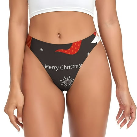 Rateoe Christmas Gnomes In Red Hats Pattern Seamless Women Underwear Thongs No Show Ladies Thong No Line Breathable Comfortable Panties Undies for Women-Small