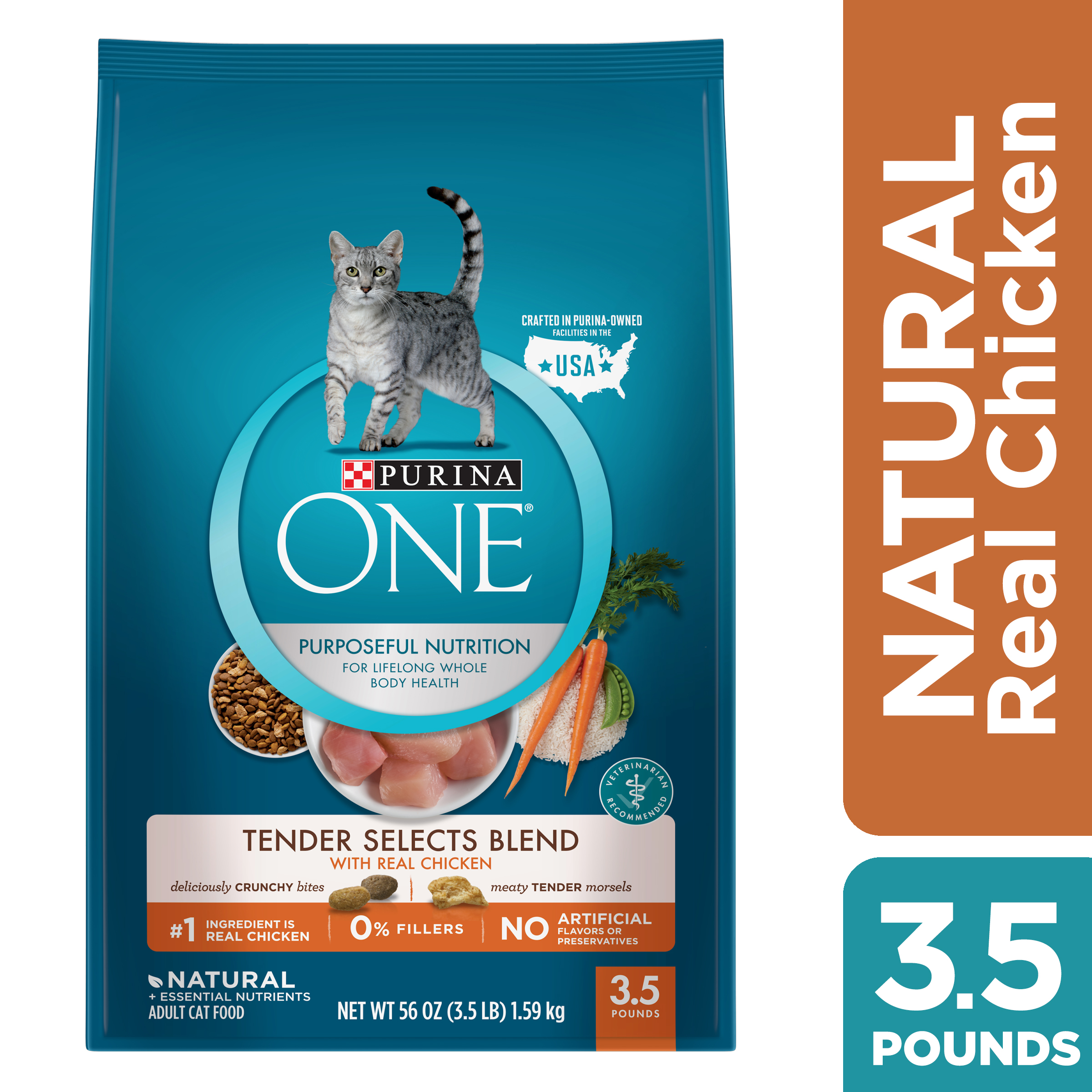 Purina ONE Natural Dry Cat Food Tender Selects Blend With Real Chicken 
