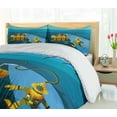 thumbnail image 5 of Ambesonne Yellow Submarine Duvet Cover Sets, Diver Dolphins, 2-Queen, Petrol Blue and Ginger, 5 of 7