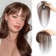 thumbnail image 1 of Nvzi Flequillo postizo con clip para mujer, 100% cabello humano, flequillo ligero, flequillo con patillas, postizos para mujer, flequillo curvo para uso diario y fiestas, marrón oscuro., 1 of 3