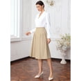 thumbnail image 4 of DARING DIVA Women's Pleated Midi Flowy A-Line Work Skirts X-Small Khaki, 4 of 6