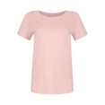 thumbnail image 4 of WULMLEO Womens Summer Short Sleeve T-Shirt Ribbed Knit Crew Neck Slim Fitted Basic Casual Top Pink S, 4 of 5