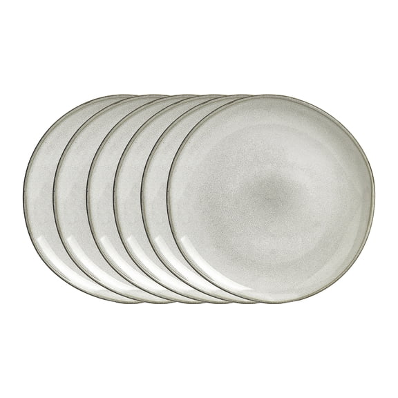 6-Piece 10.5'' Dinner Plate, Organic Shape Highland Plates, Microwave and Dishwasher Safe, Reactive glaze Grey