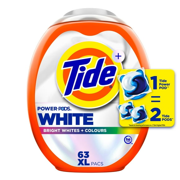 Tide Power PODS White Laundry Detergent Pacs, Brilliant Whitening + Colour Protect