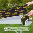 thumbnail image 6 of Black Sunflower Green Leaf Pattern Square Fitted Tablecloth with Elastic Edge,Square Table Cover,Washable Elastic Table Cover for Home Kitchen Party Decor 36"x36", 6 of 6