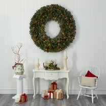 5ft. Giant Flocked Artificial Christmas Wreath with 280 Multi-colored Lights, Glitter and Pine Cones