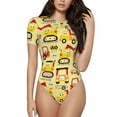 thumbnail image 2 of Picia Funny Construction Vehicles Womens One Piece Swimsuits Modest Tummy Control Bathing Suits Lace Up Slimming Swim Suit-Medium, 2 of 9