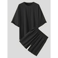 thumbnail image 5 of INCERUN Men's Solid Color Oversize Home Loungewear Sets Outdoor Summer Suits, 5 of 6