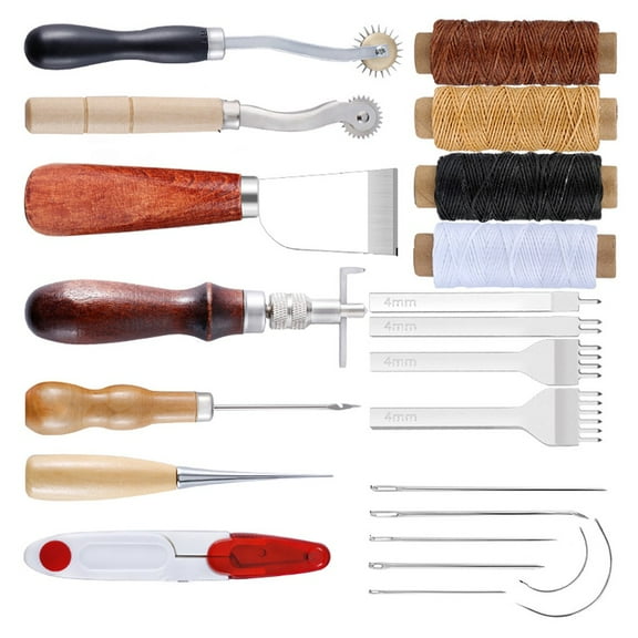 Leather Craft Tool Kit Leather Hand Sewing Repair Kit Stitching Punch Carving Work Groover Set DIY Tool Set Professional