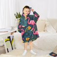 thumbnail image 6 of FORMRS Wearable Blanket Hoodie with Sleeves for Kids Cozy Flannel Sweatshirt, Yellow Floral Flamingo, 6 of 7