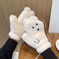 thumbnail image 4 of Cute Bear Themed Winter Mittens Warm Lined Full Coverage Fingerless Handwear for Outdoor Enthusiasts,Beige, 4 of 5