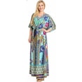 thumbnail image 3 of HAPPY BAY Women's Summer Loungewear African Beach Cover Up Slit Dress Home Wear Maxi Dresses Caftans for Women 2X-3X Cyan, Floral, 3 of 6