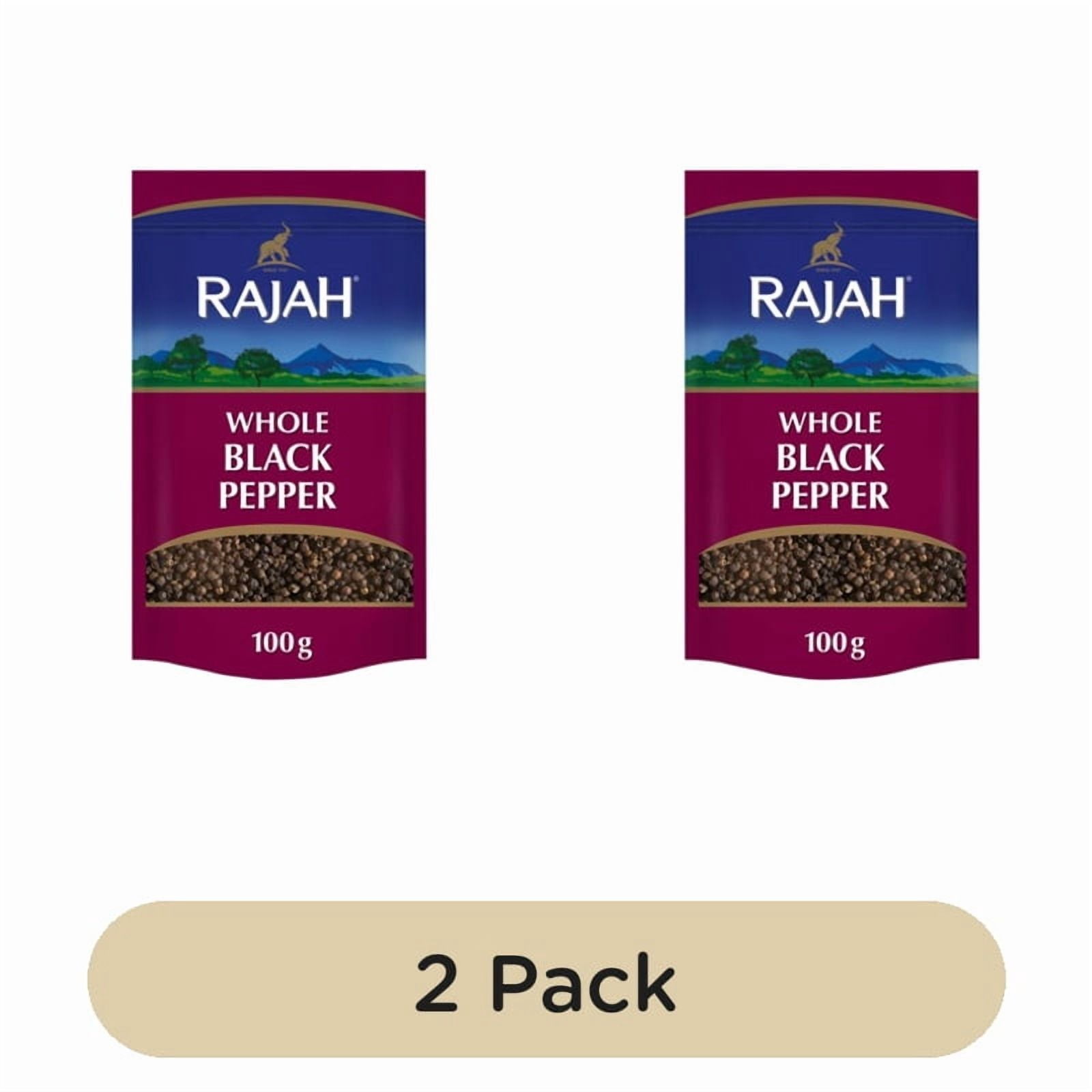 Rajah Spices Whole Black Pepper 100g, British Import (Pack of 2)