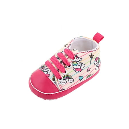 

Gomelly Toddler Kids First Walker Shoes Canvas Sheos Prewalker Sneakers Walking Crib Shoes Breathable Casual Shoes for Girls Boys Pink-Unicorn 6-12 months