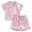 Pink, variant on Kiijoy Toddler Girls Pajamas Silk Satin Solid Short Sleeve Shirt and Shorts Set Sleepwear