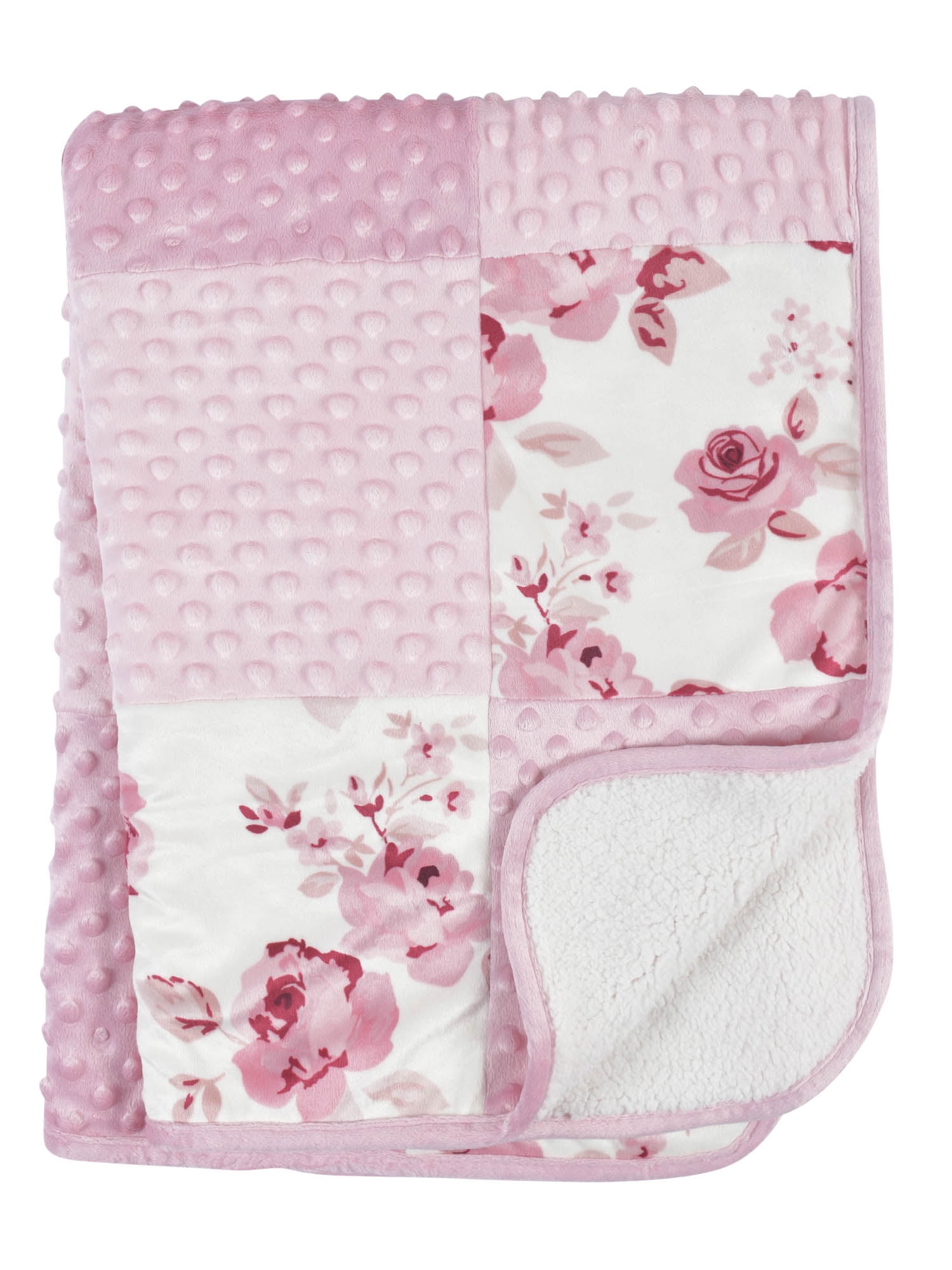 Modern Moments by Gerber Baby & Toddler Girl Super Soft Patchwork Blanket, Pink Roses