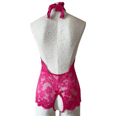 

Gubotare Lingerie Bodysuit Women Lingerie Set Lace Teddy Strap Bodysuit with Garter Belts Hot Pink 4XL