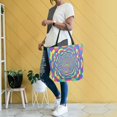 thumbnail image 4 of FORMRS Womens Canvas Tote Bag with Zipper Inner Pocket Shoulder Handbag, Psychedelic Pattern, 4 of 7