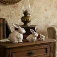 thumbnail image 5 of 3 Pcs Wooden Easter Rabbit Sculpture with Lifelike Detailing for Vintage Home Decor, Garden Accents, Rustic Gift Giving and Spring Tabletop Display A(White), 5 of 5