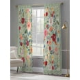 thumbnail image 4 of Sage Green Floral Sheer Curtains 96 Inch Length 2 Panels Set, Spring Flowers Leaves Farmhouse Voile Window Treatment Semi Sheer Long Curtains Drapes for Bedroom/Living Room/Kitchen 52"x96"x2, 4 of 7