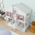 thumbnail image 4 of Llinc Store Twin Over Twin House-Shaped Bunk Bed with Roof And Windows, Wooden Playhouse with Safety Guardrails And Ladder (Pink+White), 4 of 6