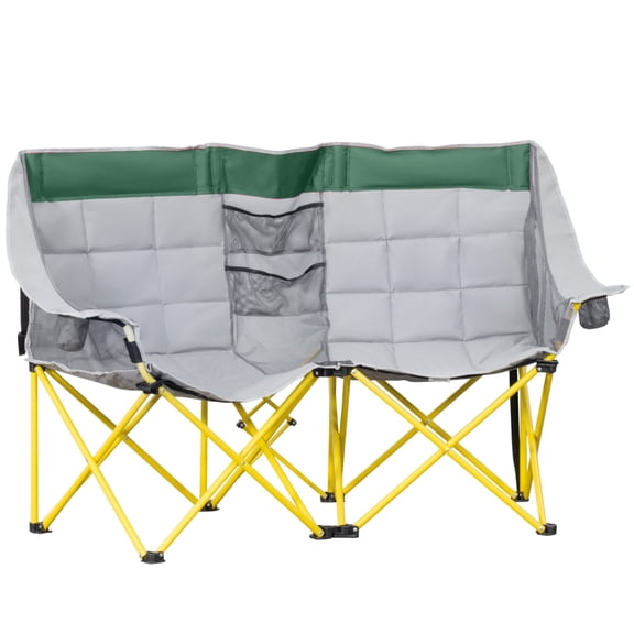 Loveseat Style Camping Chair: Double Outdoor Folding Chair with Carry Bag & Cup Holders, Perfect for Picnics, Hiking, Beach & More